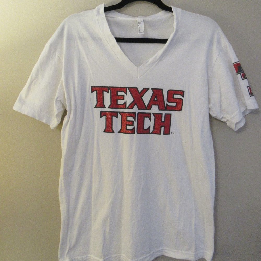 American Apparel Red Glittery Texas Tech Merch T-Shirt